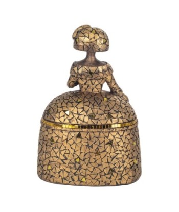 Figura decorativa Menina dorada de resina de 22,5 cm