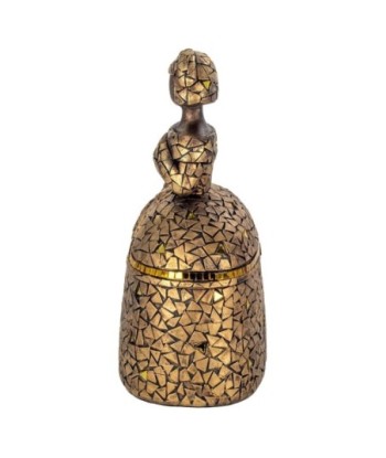 Figura decorativa Menina dorada de resina de 22,5 cm
