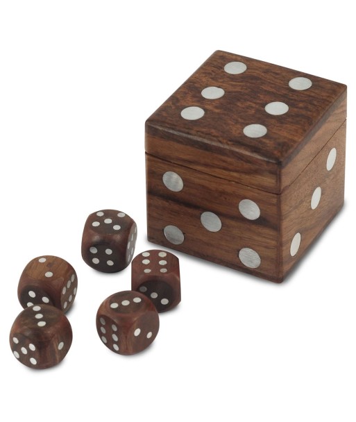 By SIGRIS Juego  Marrón de Madera 7*7*7cm Juegos Mesa- Dados