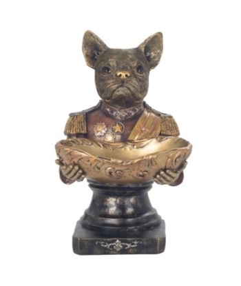 Bandeja Perro Decorativa Resina Dorada Figura Moderna Hogar Oficina Regalo