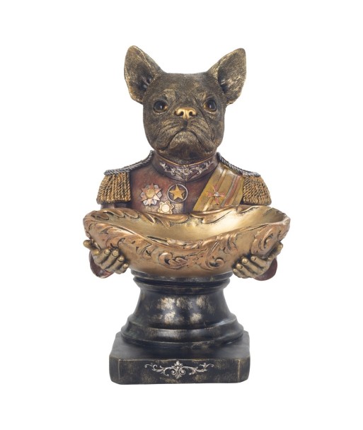 Bandeja Perro Decorativa Resina Dorada Figura Moderna Hogar Oficina Regalo