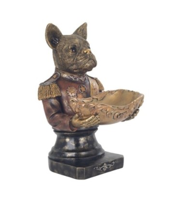 Bandeja Perro Decorativa Resina Dorada Figura Moderna Hogar Oficina Regalo