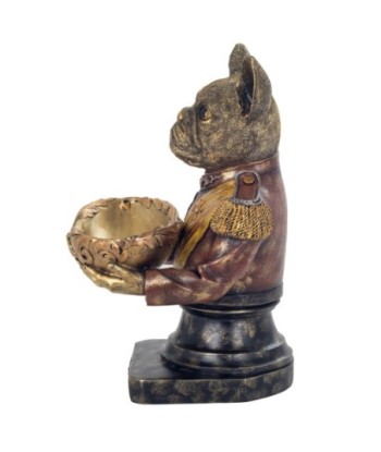 Bandeja Perro Decorativa Resina Dorada Figura Moderna Hogar Oficina Regalo