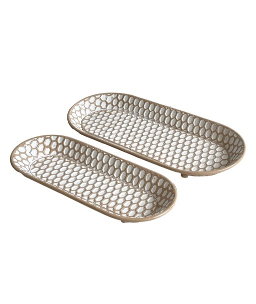 Bandejas de Metal y Madera para Decoración del Hogar - Pack de 2 Unidades