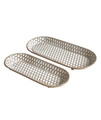 Bandejas de Metal y Madera para Decoración del Hogar - Pack de 2 Unidades
