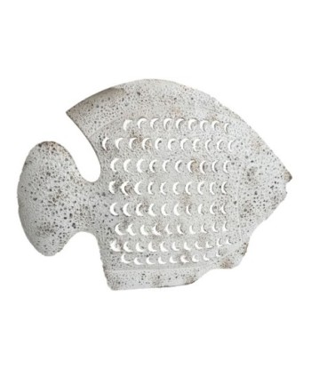 Adorno pared pez grande estilo marinero náutico decorativo metal blanco