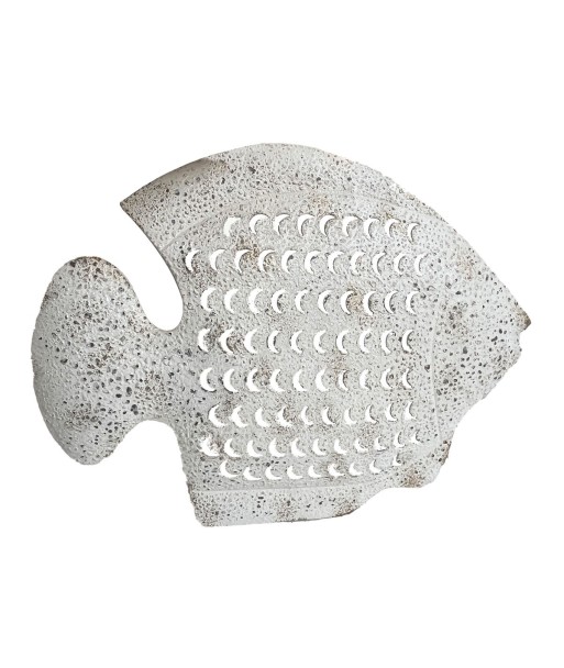 Adorno pared pez grande estilo marinero náutico decorativo metal blanco