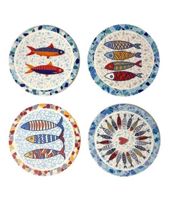 Posavasos peces 4 diferentes diseño marinero y náutico cerámica para proteger tu mesa de forma original