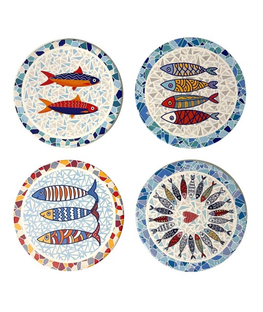 Posavasos peces 4 diferentes diseño marinero y náutico cerámica para proteger tu mesa de forma original
