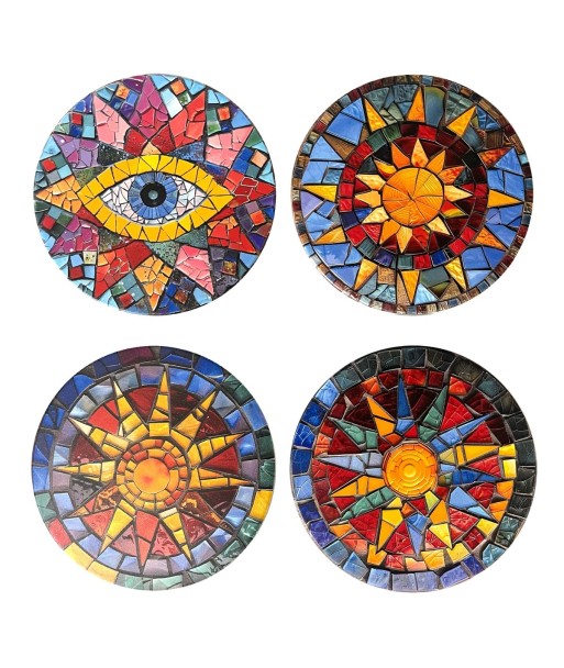 Posavasos Sol 4 Diferentes Diseños Multicolor Cerámica