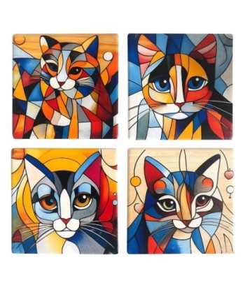 Posavasos gato 4 unidades, diseño divertido para proteger tus muebles