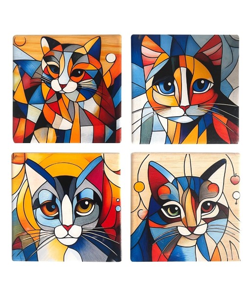 Posavasos gato 4 unidades, diseño divertido para proteger tus muebles