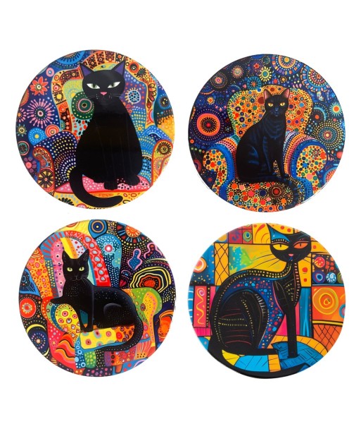 Posavasos gato 4 unidades - Protege tus mesas con estos posavasos divertidos y originales