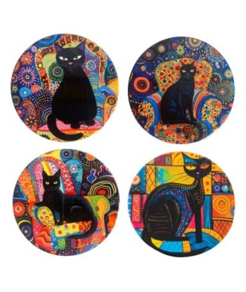 Posavasos gato 4 unidades - Protege tus mesas con estos posavasos divertidos y originales