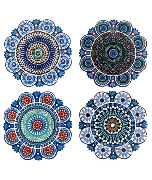 Posavasos Mandala 4 Unidades - Set de Posavasos Cerámicos Decorativos para Mesa
