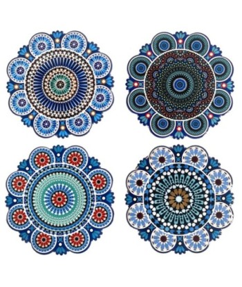 Posavasos Mandala 4 Unidades - Set de Posavasos Cerámicos Decorativos para Mesa