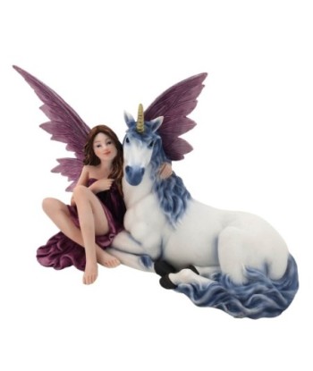 Hada con Unicornio Decorativa de Resina, Figura de Fantasía para Coleccionistas y Amantes de la Mitología