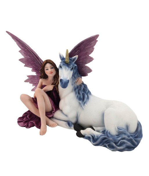Hada con Unicornio Decorativa de Resina, Figura de Fantasía para Coleccionistas y Amantes de la Mitología
