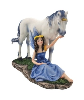 Hada con Unicornio de Resina, Figura Decorativa Fantasía, Colección Étnica, Regalo Ideal para Niños y Amantes