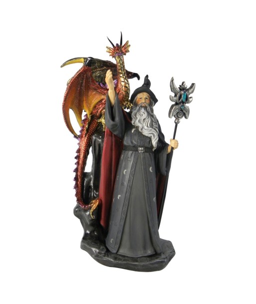Figura de Mago con Dragón Épico en Resina - Decoración Fantástica para Coleccionistas y Amantes de la Fantasía