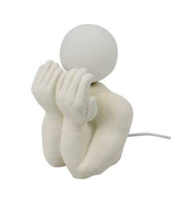 Lámpara sobremesa figura humana porcelana blanca bohemio decoración hogar