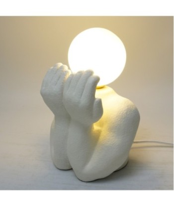 Lámpara sobremesa figura humana porcelana blanca bohemio decoración hogar