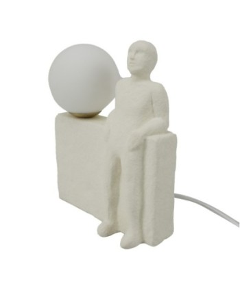 Lámpara sobremesa figura humana bohemio decoración porcelana blanco 19,5 cm