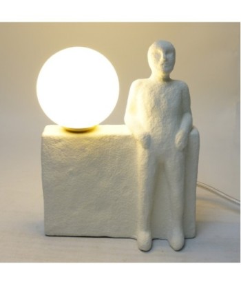 Lámpara sobremesa figura humana bohemio decoración porcelana blanco 19,5 cm