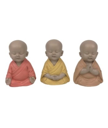 Monje 3 diferentes Figura de Buda Oriental Multicolor Resina 5,5 cm