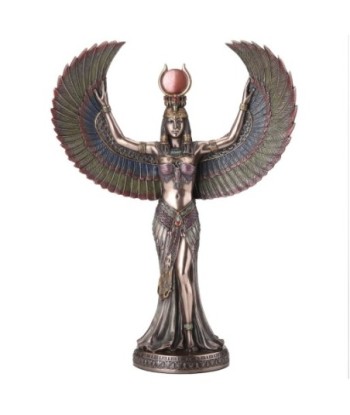Figura Isis Diosa Egipcia Magia y Sabiduria Resina Dorada 34 cm