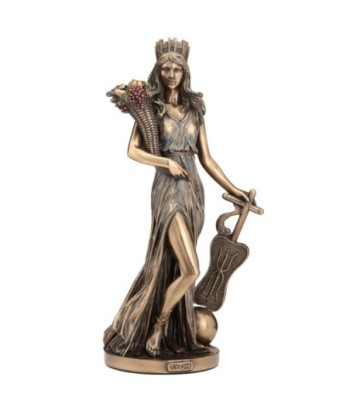Figura Tyche Diosa Griega Fortuna Prosperidad Bronce Resina 28.5cm