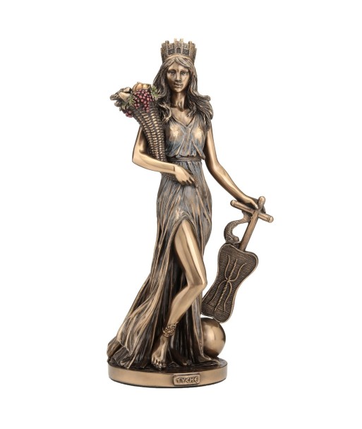 Figura Tyche Diosa Griega Fortuna Prosperidad Bronce Resina 28.5cm