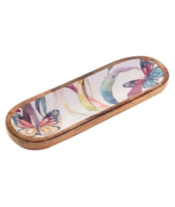 Bandeja mariposas pequeña de madera para cocina - Diseño romántico y elegante