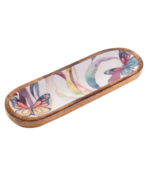 Bandeja mariposas pequeña de madera para cocina - Diseño romántico y elegante