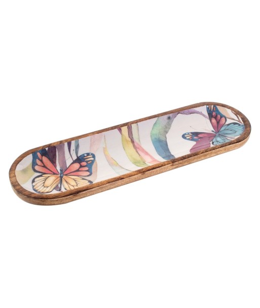 Bandeja mariposas grande de madera para cocina y decoración