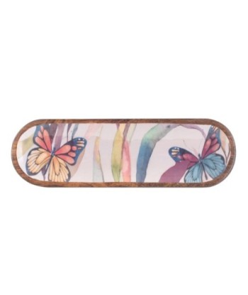 Bandeja mariposas grande de madera para cocina y decoración