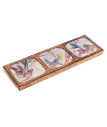 Bandeja mariposas de madera con diseño romántico para decoración del hogar