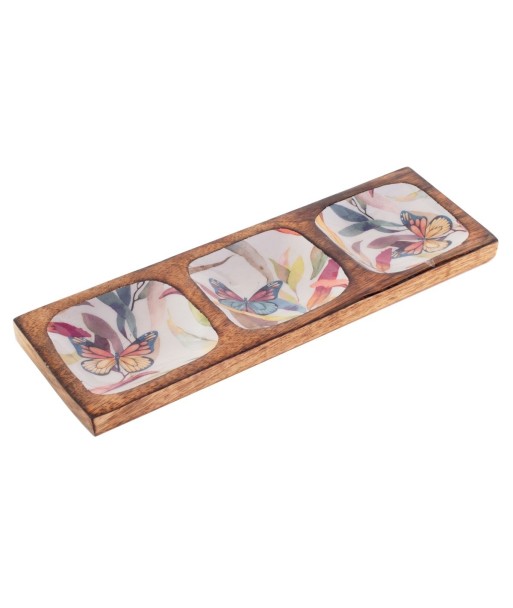 Bandeja mariposas de madera con diseño romántico para decoración del hogar
