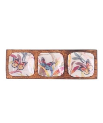 Bandeja mariposas de madera con diseño romántico para decoración del hogar