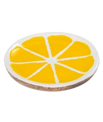 Plato Limon Naranja Decorativo de Madera para Cocina, Ideal para Servir, Presentar y Decorar en Comidas y Eventos