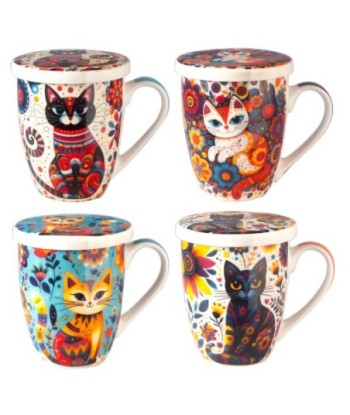 Mug gato 4 diferentes con caja regalo