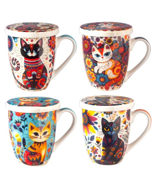 Mug gato 4 diferentes con caja regalo