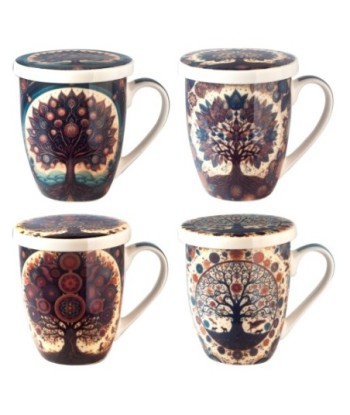 Mug arbol 4 diferentes con caja regalo