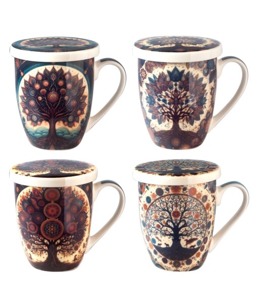 Mug arbol 4 diferentes con caja regalo