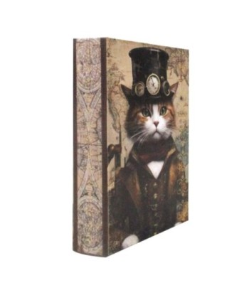 Caja libro gato decorativa para hogar moderno y elegante
