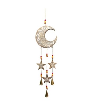 Móvil de Luna y Estrellas Bohemio para Decoración Infantil en Madera, Ideal para Habitaciones de Niños y Bebés