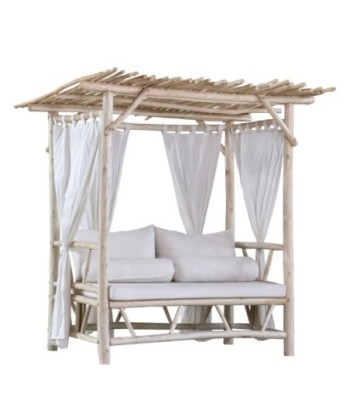 Sofá C/Dosel de Madera Teka para Jardín, Terraza o Interior, Diseño Elegante y Funcional, Ideal para Relajarse