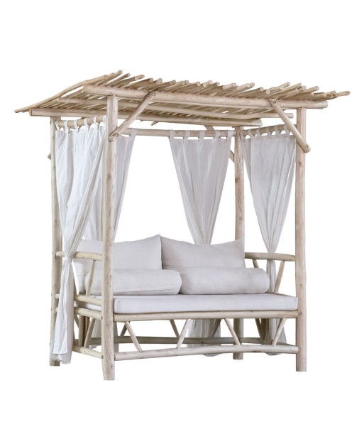 Sofá C/Dosel de Madera Teka para Jardín, Terraza o Interior, Diseño Elegante y Funcional, Ideal para Relajarse