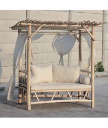 Sofá C/Dosel de Madera Teka para Jardín, Terraza o Interior, Diseño Elegante y Funcional, Ideal para Relajarse