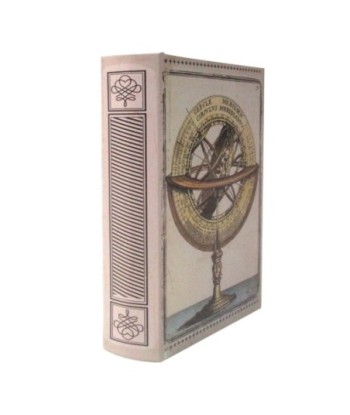Caja libro seguridad con llave esfera armilar decorativa vintage